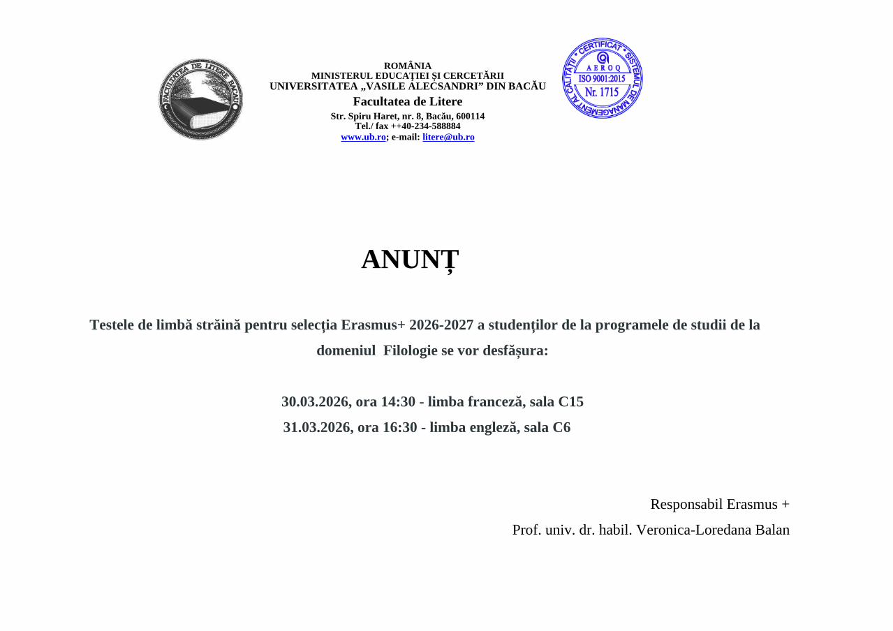Anunt test Erasmus